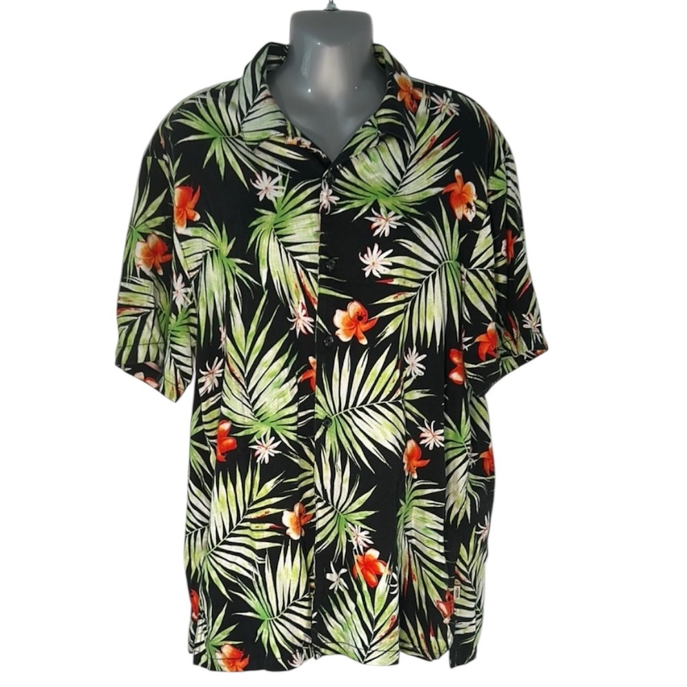 Vans Leaf Print Shirt in Black and Green Large